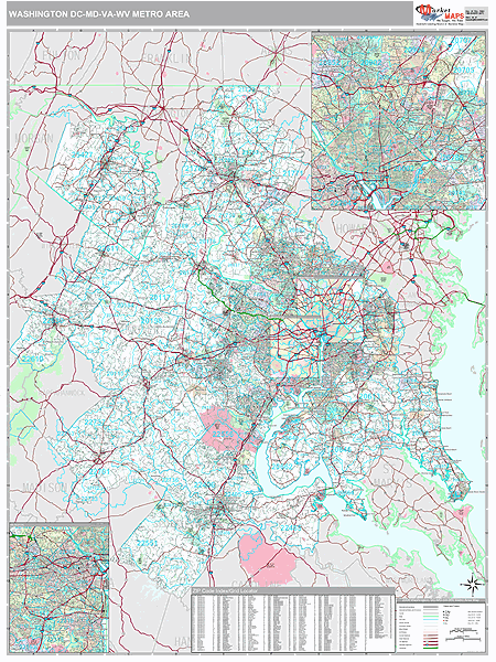 Washington-Arlington-Alexandria Metro Area Wall Map